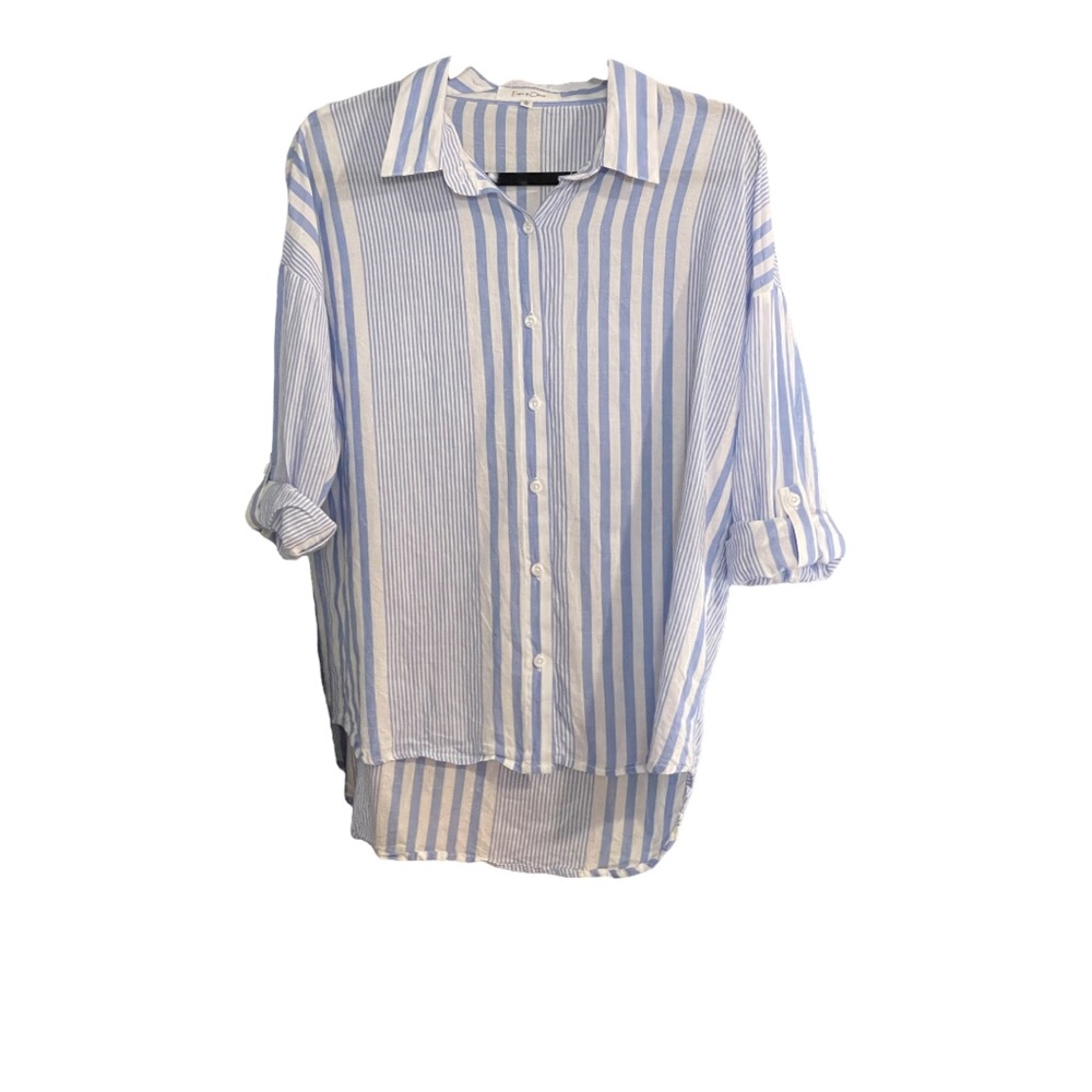Light Blue & White Striped Button-Up Shirt - Women